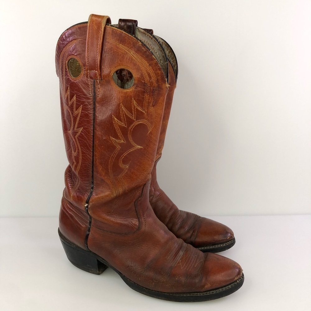 Acme Brown Leather Cowboy Western Boots Size 8.5